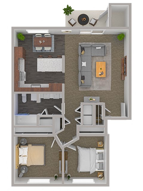 a floor plan of a two bedroom apartment at Clearwater, Post Falls, ID 83854
